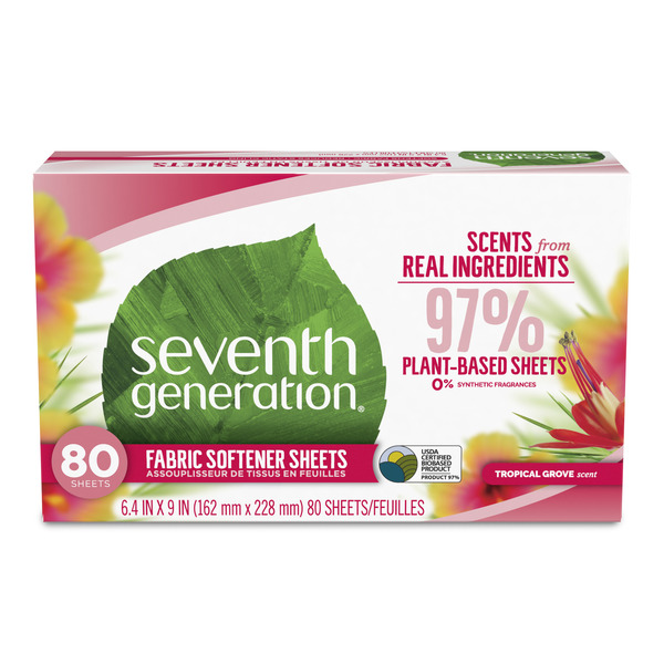 Seventh Generation, Fabric Softener Sheets, Tropical Grove Scent